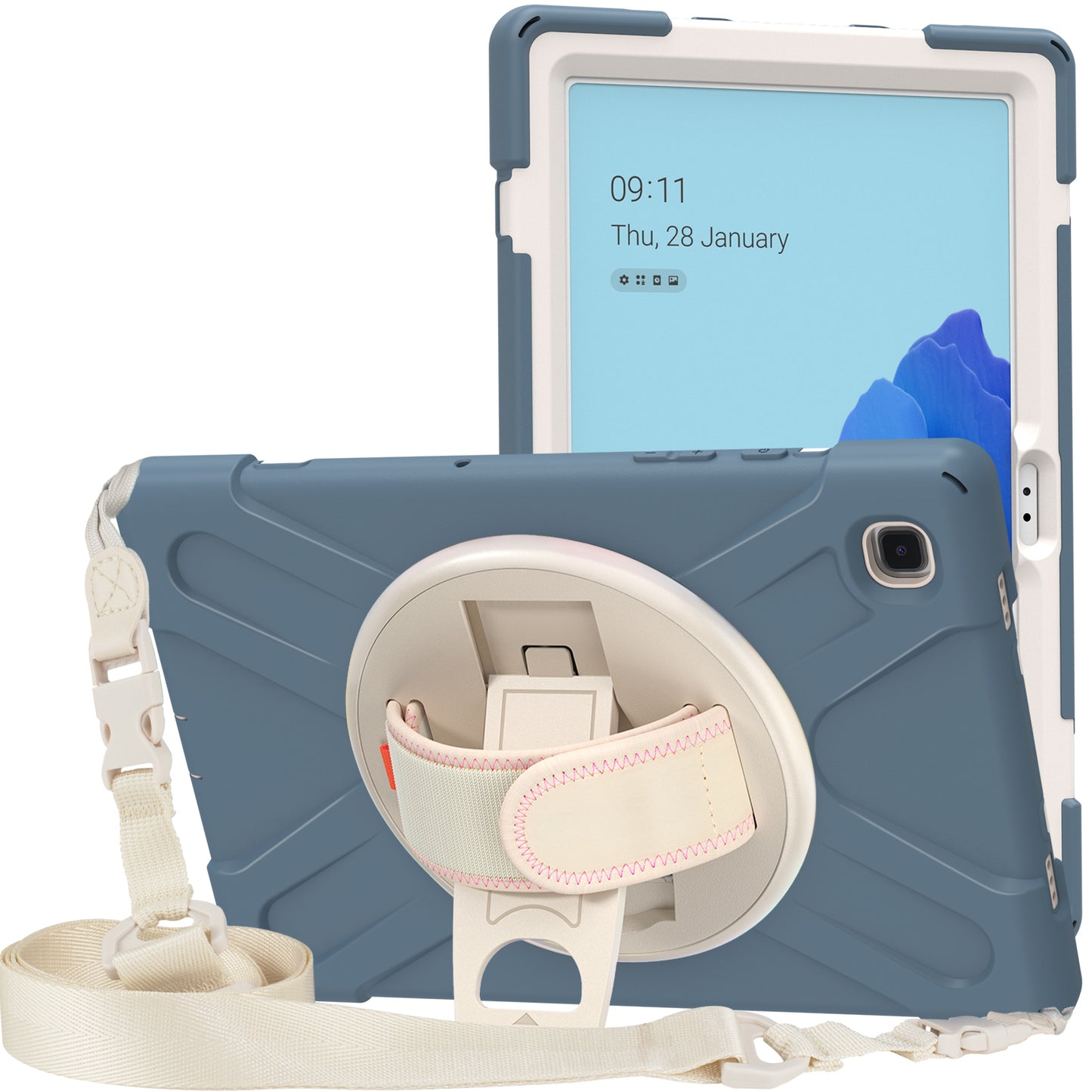 Tablet Cover + Strap + Revolving Kickstand Design with Colorful Rainbow Pattern Design for Samsung Galaxy Tab A7 10.4 (2020) T500/T505/T507/T505N