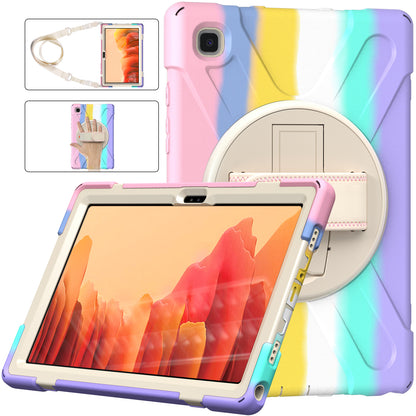 Tablet Cover + Strap + Revolving Kickstand Design with Colorful Rainbow Pattern Design for Samsung Galaxy Tab A7 10.4 (2020) T500/T505/T507/T505N