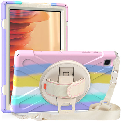 Tablet Cover + Strap + Revolving Kickstand Design with Colorful Rainbow Pattern Design for Samsung Galaxy Tab A7 10.4 (2020) T500/T505/T507/T505N