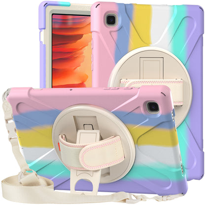 Tablet Cover + Strap + Revolving Kickstand Design with Colorful Rainbow Pattern Design for Samsung Galaxy Tab A7 10.4 (2020) T500/T505/T507/T505N