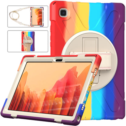 Tablet Cover + Strap + Revolving Kickstand Design with Colorful Rainbow Pattern Design for Samsung Galaxy Tab A7 10.4 (2020) T500/T505/T507/T505N