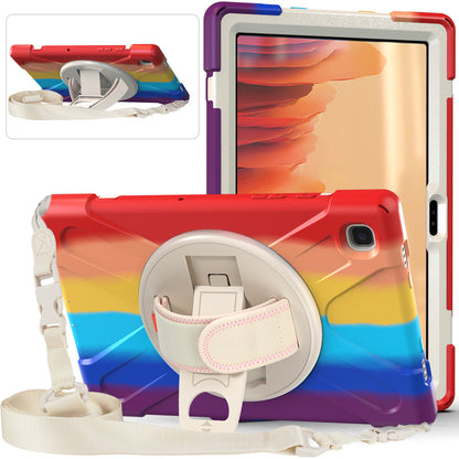 Tablet Cover + Strap + Revolving Kickstand Design with Colorful Rainbow Pattern Design for Samsung Galaxy Tab A7 10.4 (2020) T500/T505/T507/T505N