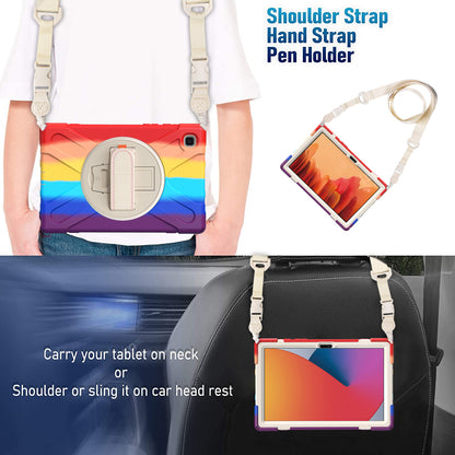 Tablet Cover + Strap + Revolving Kickstand Design with Colorful Rainbow Pattern Design for Samsung Galaxy Tab A7 10.4 (2020) T500/T505/T507/T505N