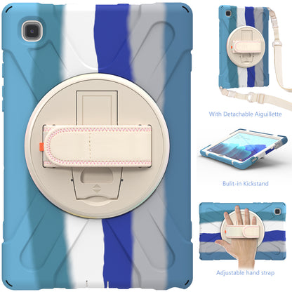 Tablet Cover + Strap + Revolving Kickstand Design with Colorful Rainbow Pattern Design for Samsung Galaxy Tab A7 10.4 (2020) T500/T505/T507/T505N