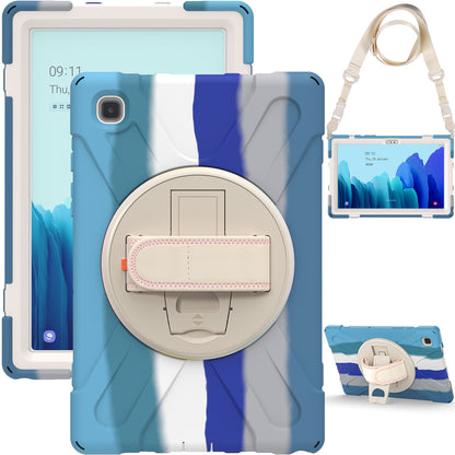 Tablet Cover + Strap + Revolving Kickstand Design with Colorful Rainbow Pattern Design for Samsung Galaxy Tab A7 10.4 (2020) T500/T505/T507/T505N
