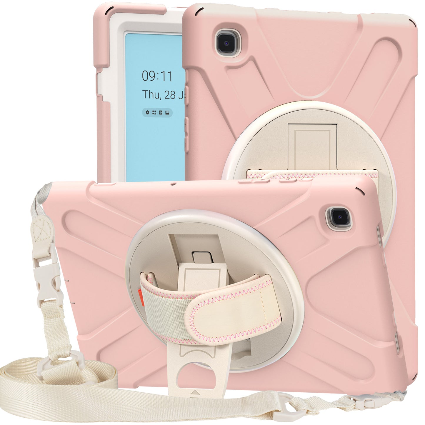 Tablet Cover + Strap + Revolving Kickstand Design with Colorful Rainbow Pattern Design for Samsung Galaxy Tab A7 10.4 (2020) T500/T505/T507/T505N