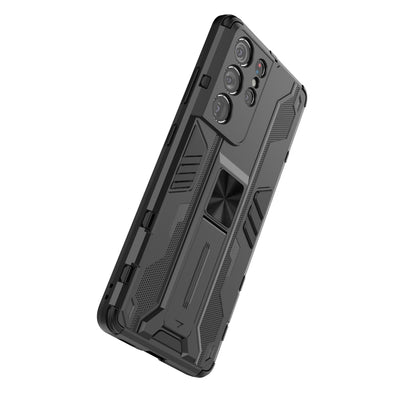 Shockproof PC + TPU Combo Protector Phone Shell with Kickstand for Samsung Galaxy S21 Ultra 5G