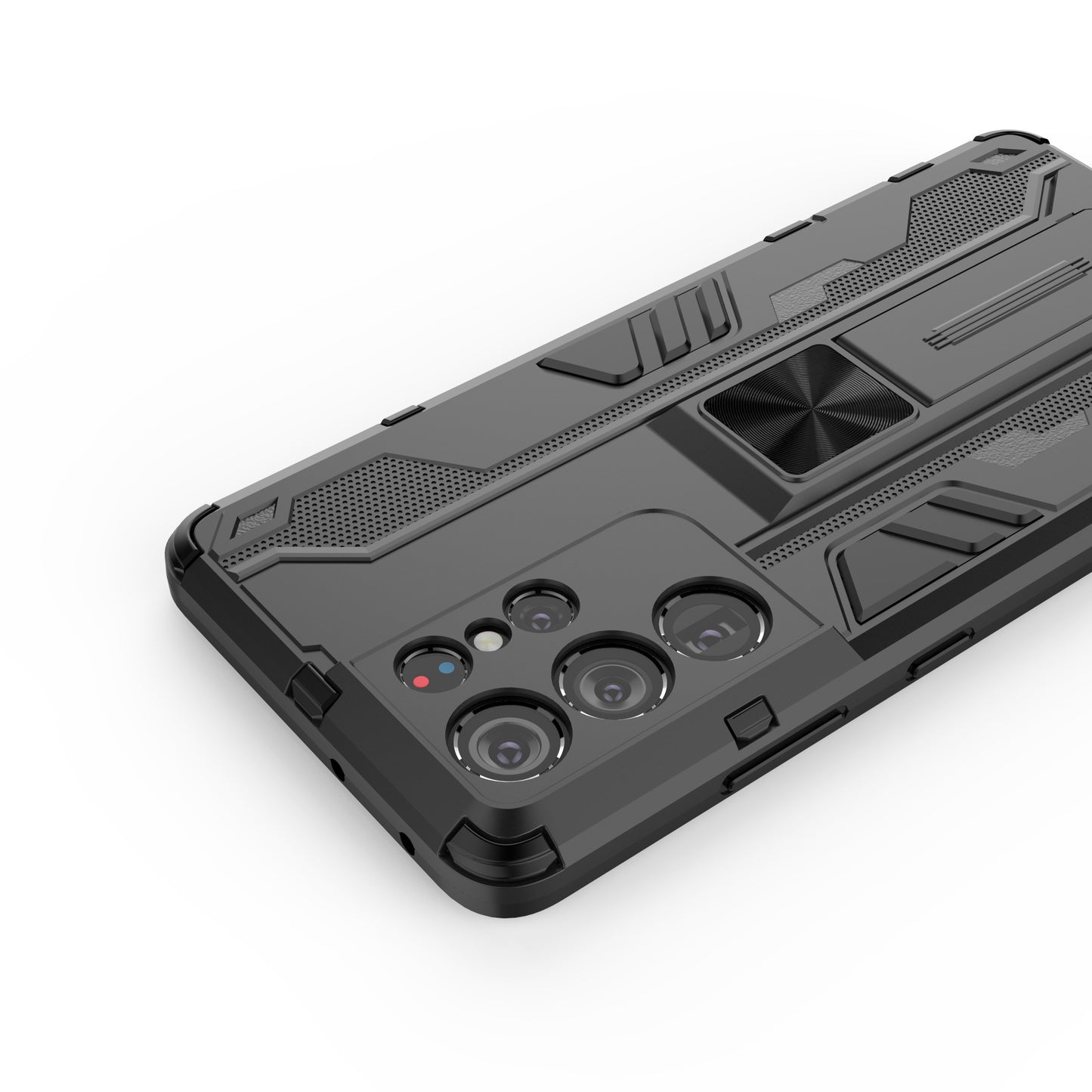 Shockproof PC + TPU Combo Protector Phone Shell with Kickstand for Samsung Galaxy S21 Ultra 5G