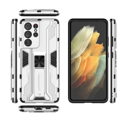 Shockproof PC + TPU Combo Protector Phone Shell with Kickstand for Samsung Galaxy S21 Ultra 5G
