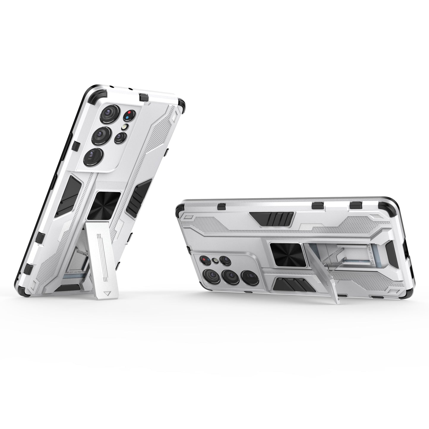 Shockproof PC + TPU Combo Protector Phone Shell with Kickstand for Samsung Galaxy S21 Ultra 5G