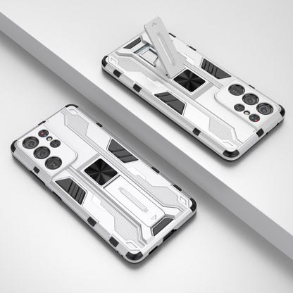 Shockproof PC + TPU Combo Protector Phone Shell with Kickstand for Samsung Galaxy S21 Ultra 5G