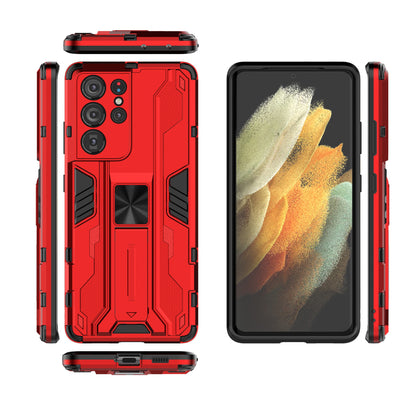 Shockproof PC + TPU Combo Protector Phone Shell with Kickstand for Samsung Galaxy S21 Ultra 5G