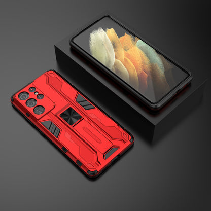 Shockproof PC + TPU Combo Protector Phone Shell with Kickstand for Samsung Galaxy S21 Ultra 5G