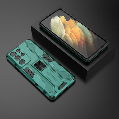 Shockproof PC + TPU Combo Protector Phone Shell with Kickstand for Samsung Galaxy S21 Ultra 5G