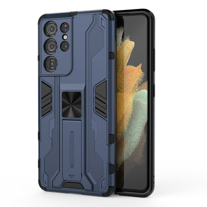 Shockproof PC + TPU Combo Protector Phone Shell with Kickstand for Samsung Galaxy S21 Ultra 5G
