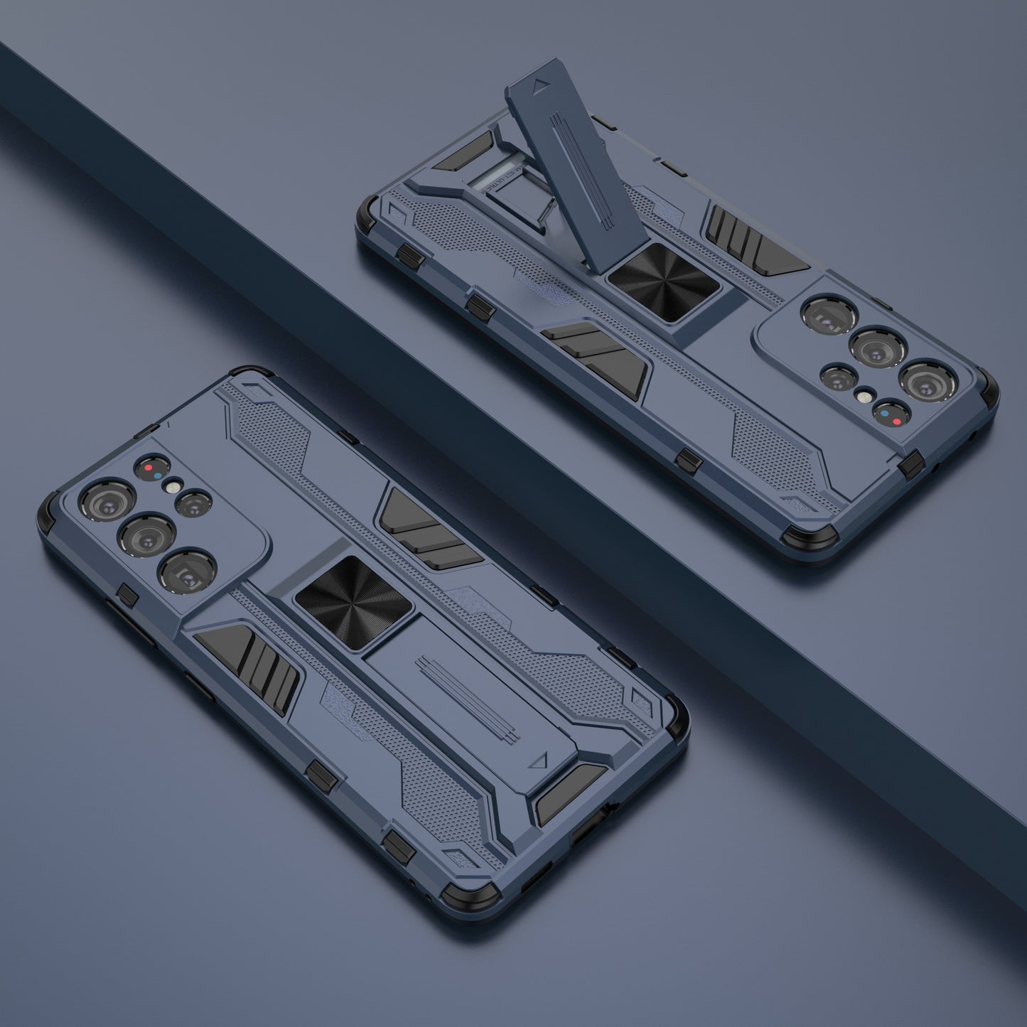 Shockproof PC + TPU Combo Protector Phone Shell with Kickstand for Samsung Galaxy S21 Ultra 5G