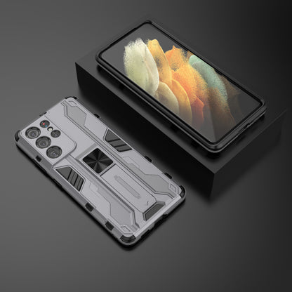 Shockproof PC + TPU Combo Protector Phone Shell with Kickstand for Samsung Galaxy S21 Ultra 5G