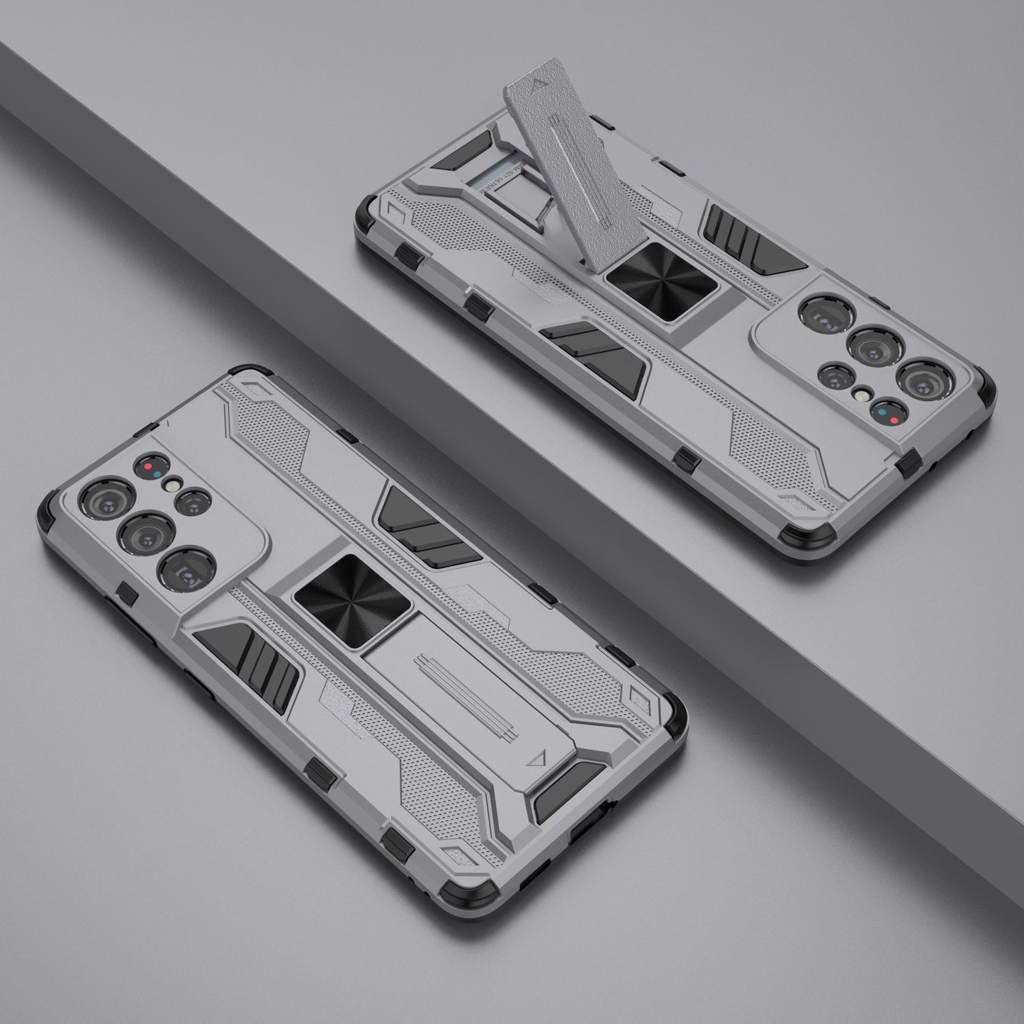 Shockproof PC + TPU Combo Protector Phone Shell with Kickstand for Samsung Galaxy S21 Ultra 5G