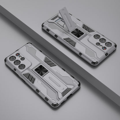 Shockproof PC + TPU Combo Protector Phone Shell with Kickstand for Samsung Galaxy S21 Ultra 5G
