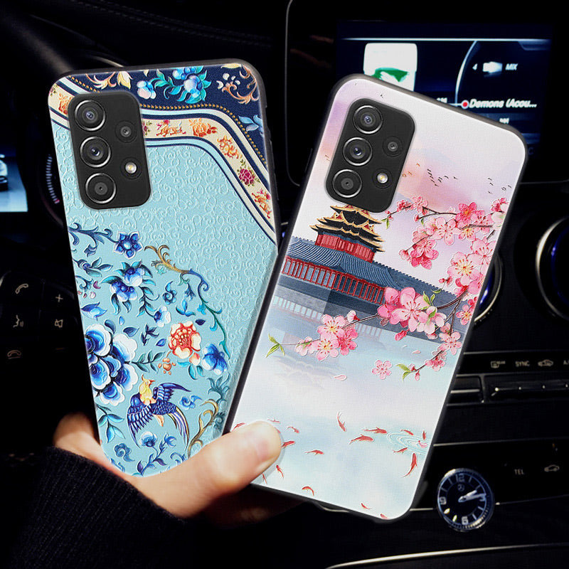 Pattern Printing Embossed Flexible TPU Phone Cover for Samsung Galaxy A52 5G/4G / A52s 5G