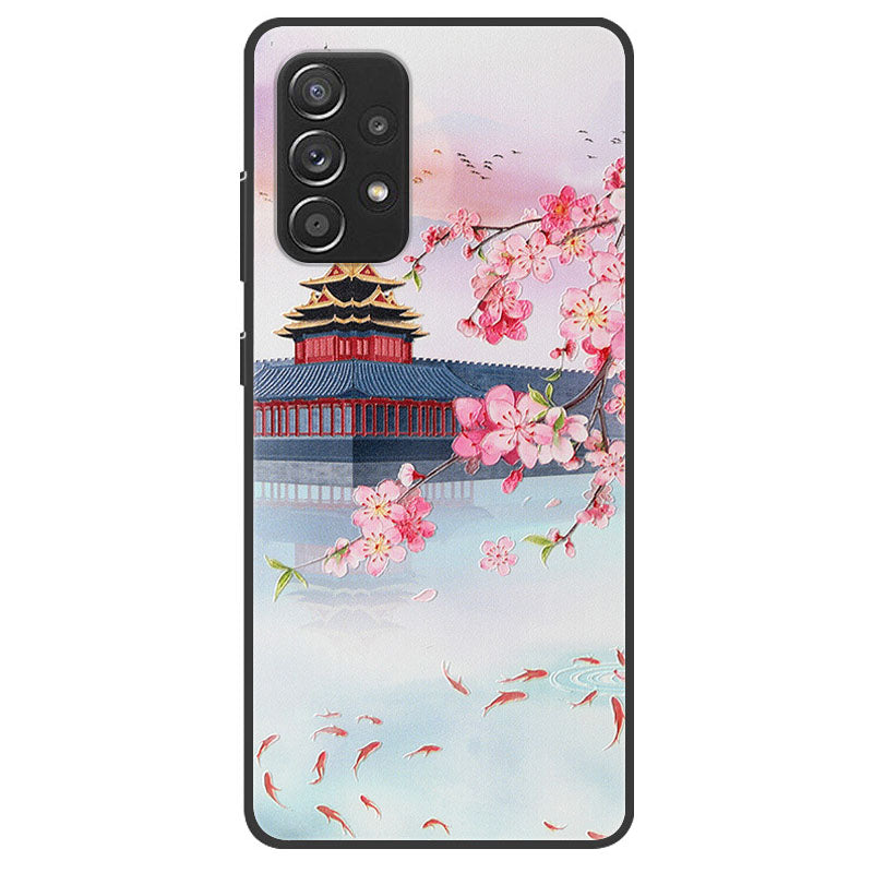 Pattern Printing Embossed Flexible TPU Phone Cover for Samsung Galaxy A52 5G/4G / A52s 5G