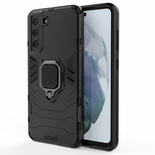 2-in-1 PC TPU Cool Guard Hybrid Cover Well-Protected Case with Ring Holder Kickstand for Samsung Galaxy S21 FE