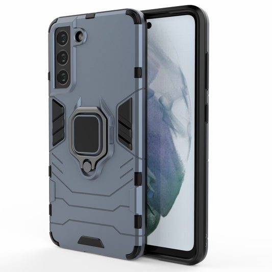 2-in-1 PC TPU Cool Guard Hybrid Cover Well-Protected Case with Ring Holder Kickstand for Samsung Galaxy S21 FE
