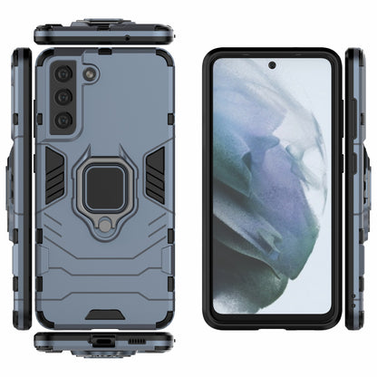 2-in-1 PC TPU Cool Guard Hybrid Cover Well-Protected Case with Ring Holder Kickstand for Samsung Galaxy S21 FE