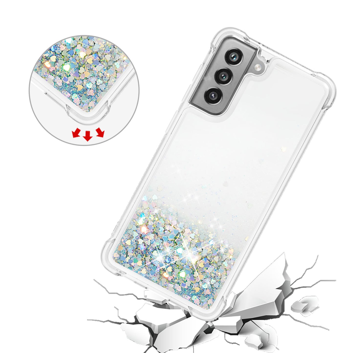 Dynamic Quicksand Shock-absorbing TPU Case Back Cover for Samsung Galaxy S21 FE/S21 Fan Edition