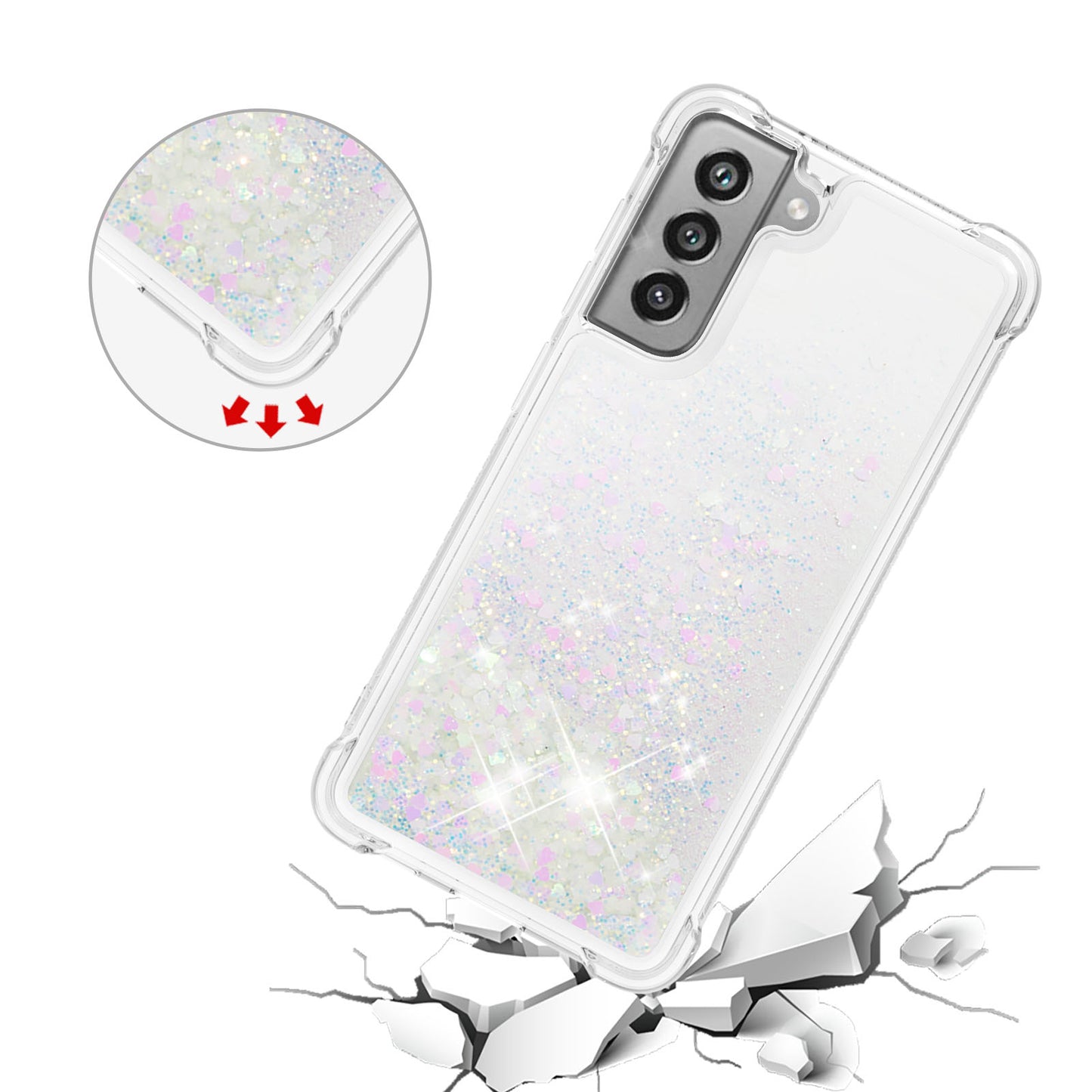 Dynamic Quicksand Shock-absorbing TPU Case Back Cover for Samsung Galaxy S21 FE/S21 Fan Edition