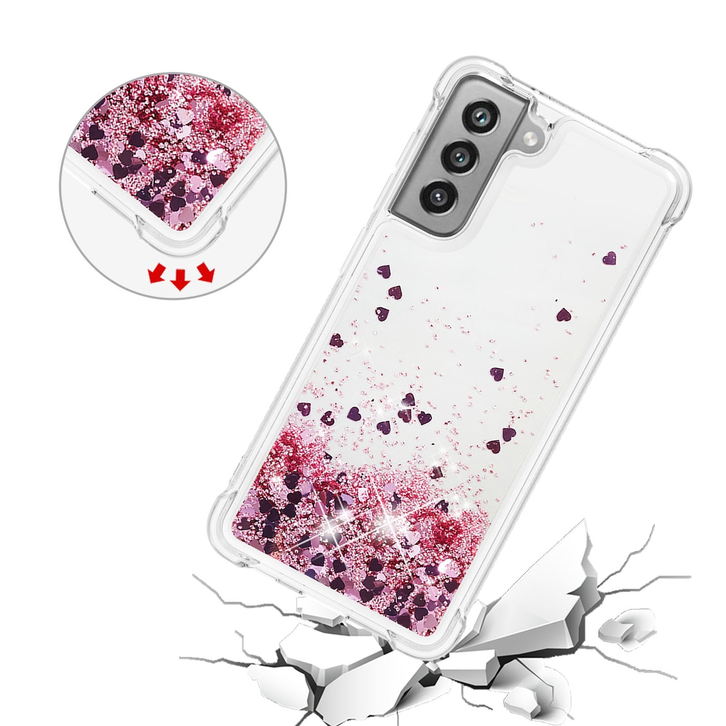 Dynamic Quicksand Shock-absorbing TPU Case Back Cover for Samsung Galaxy S21 FE/S21 Fan Edition