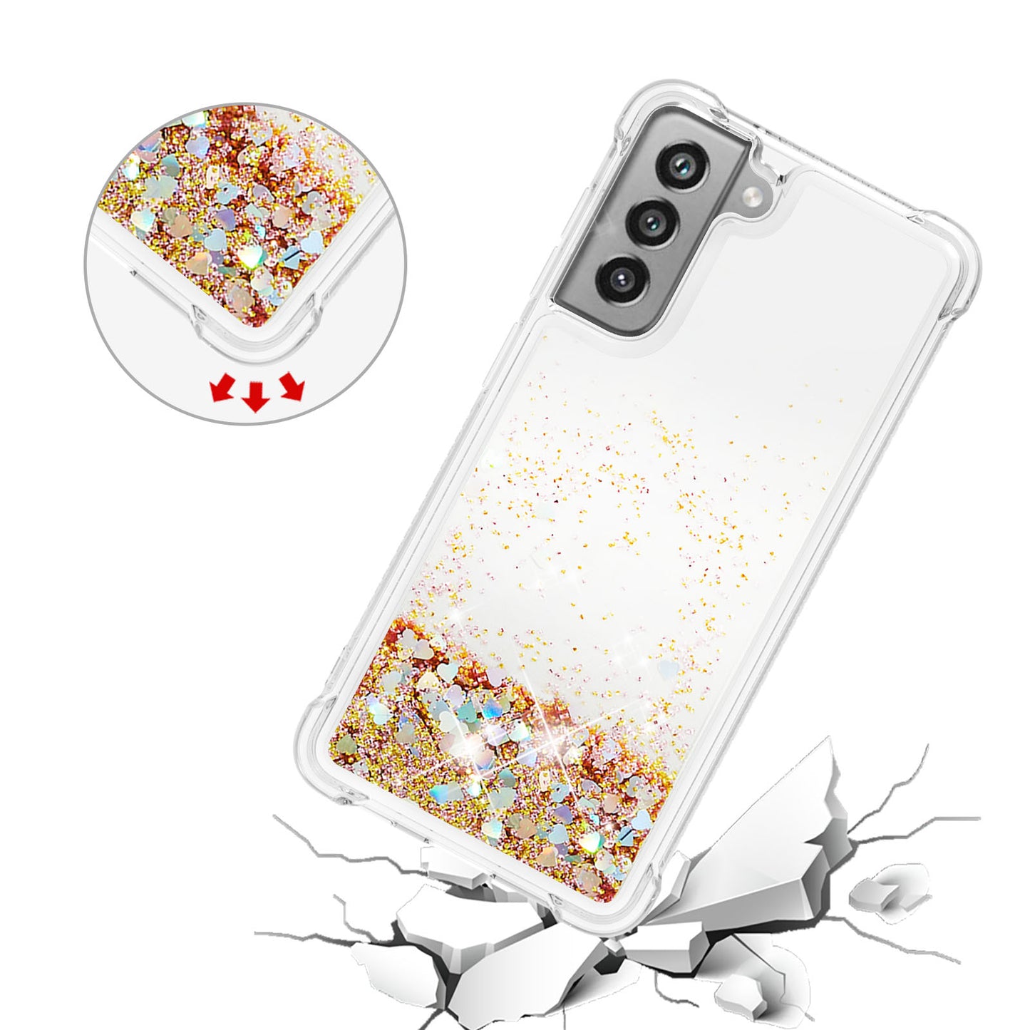 Dynamic Quicksand Shock-absorbing TPU Case Back Cover for Samsung Galaxy S21 FE/S21 Fan Edition