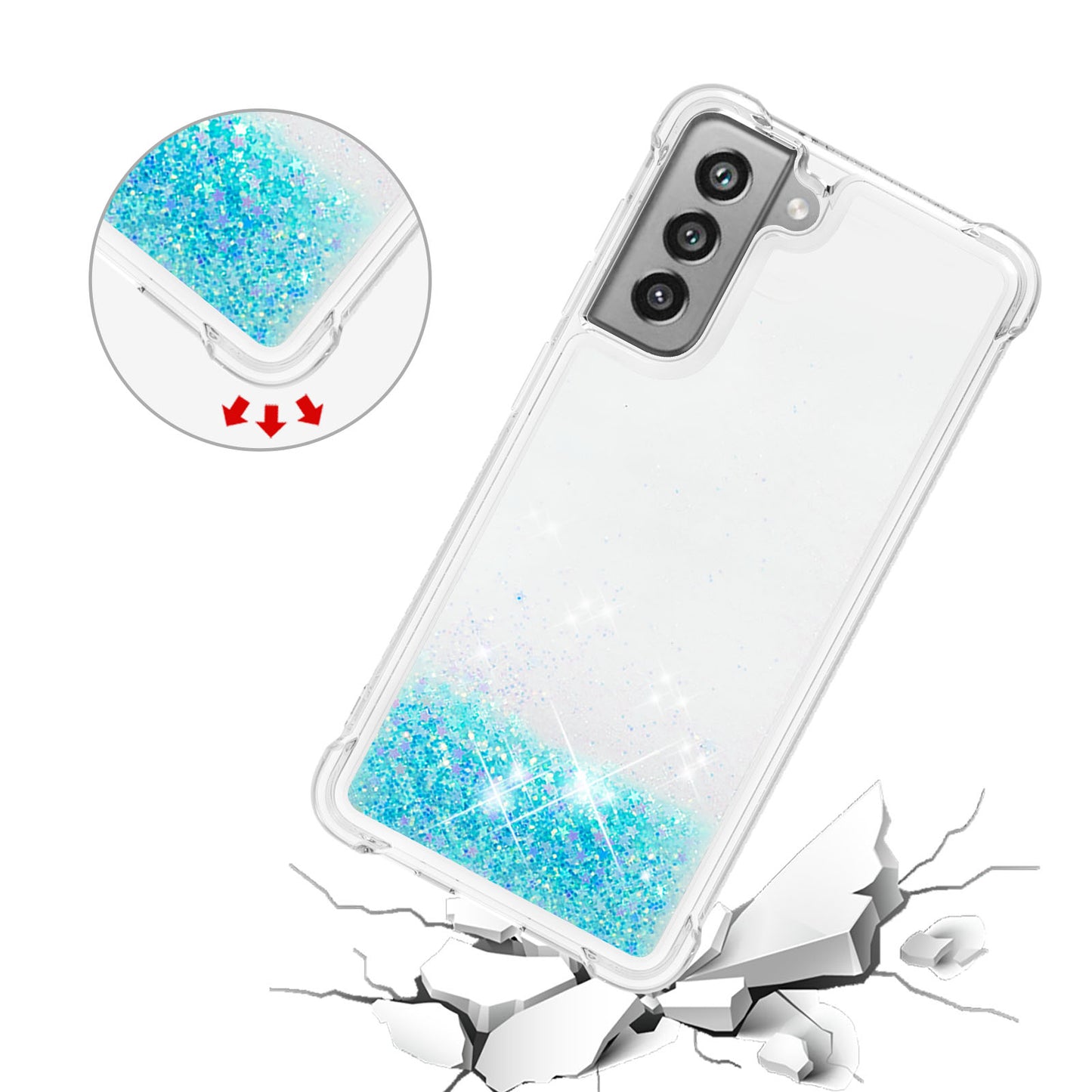 Dynamic Quicksand Shock-absorbing TPU Case Back Cover for Samsung Galaxy S21 FE/S21 Fan Edition