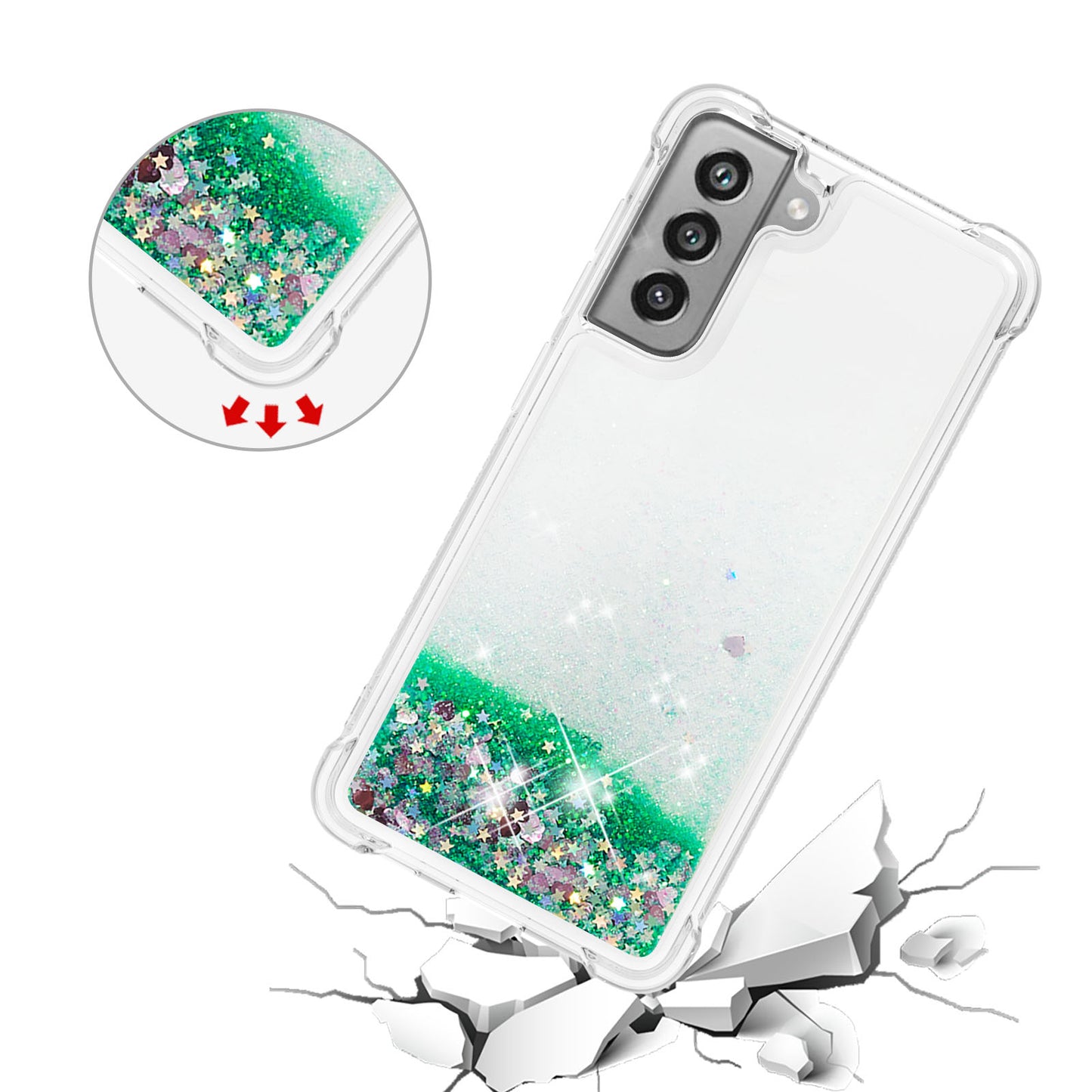 Dynamic Quicksand Shock-absorbing TPU Case Back Cover for Samsung Galaxy S21 FE/S21 Fan Edition
