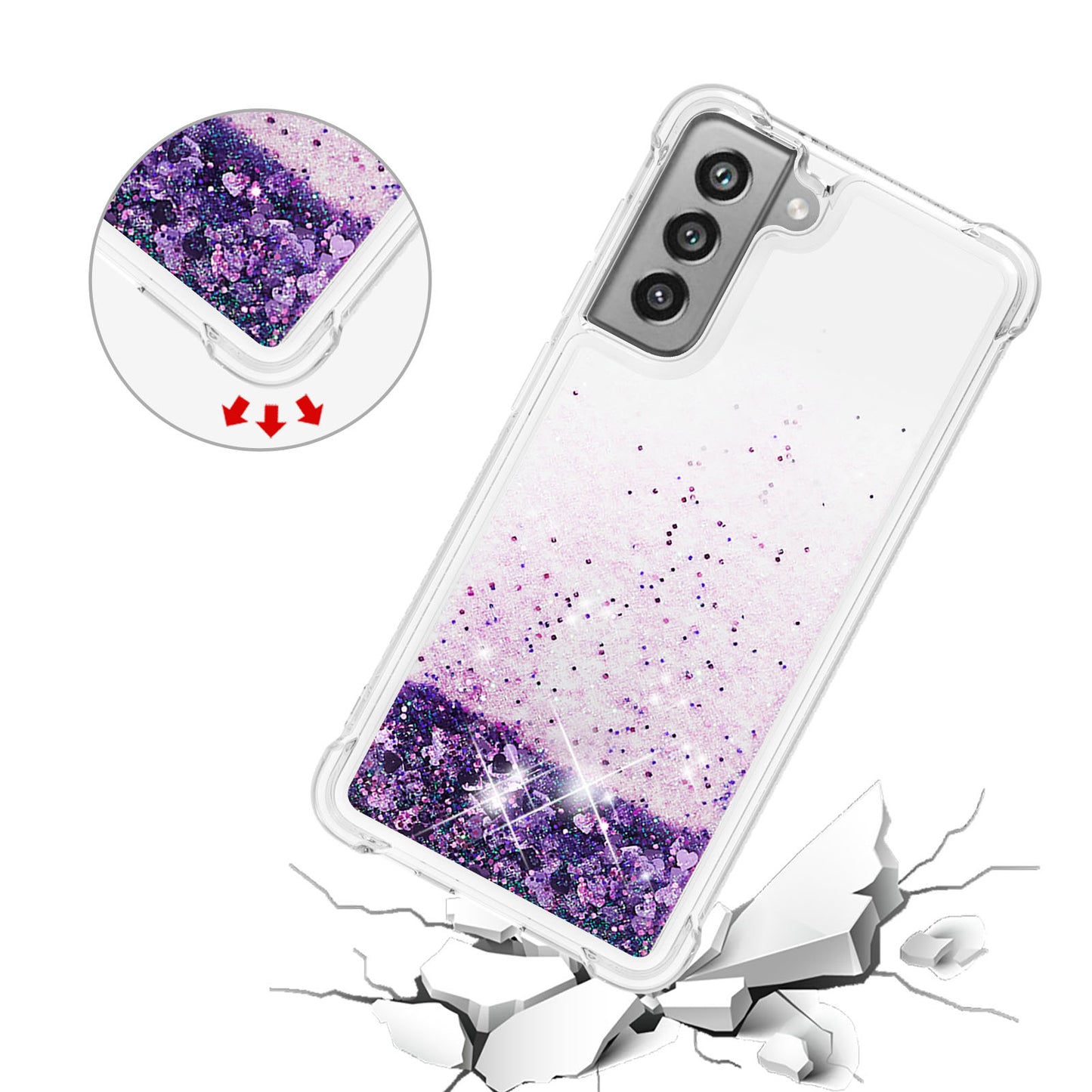Dynamic Quicksand Shock-absorbing TPU Case Back Cover for Samsung Galaxy S21 FE/S21 Fan Edition