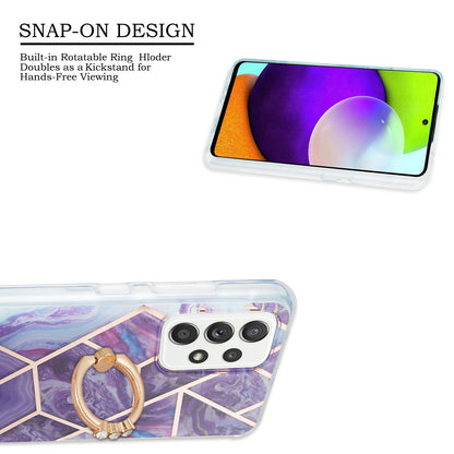 Marble Pattern 2.0mm IMD IML Electroplating TPU Phone Case with Finger Ring Kickstand for Samsung Galaxy A52 4G/5G / A52s 5G