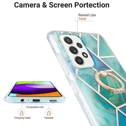 Marble Pattern 2.0mm IMD IML Electroplating TPU Phone Case with Finger Ring Kickstand for Samsung Galaxy A52 4G/5G / A52s 5G