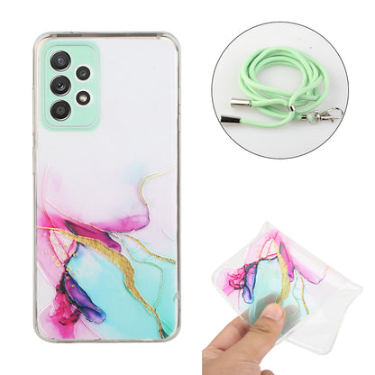 Adjustable Lanyard Design Marble Pattern Flexible TPU Case for Samsung Galaxy A52 4G/5G / A52s 5G
