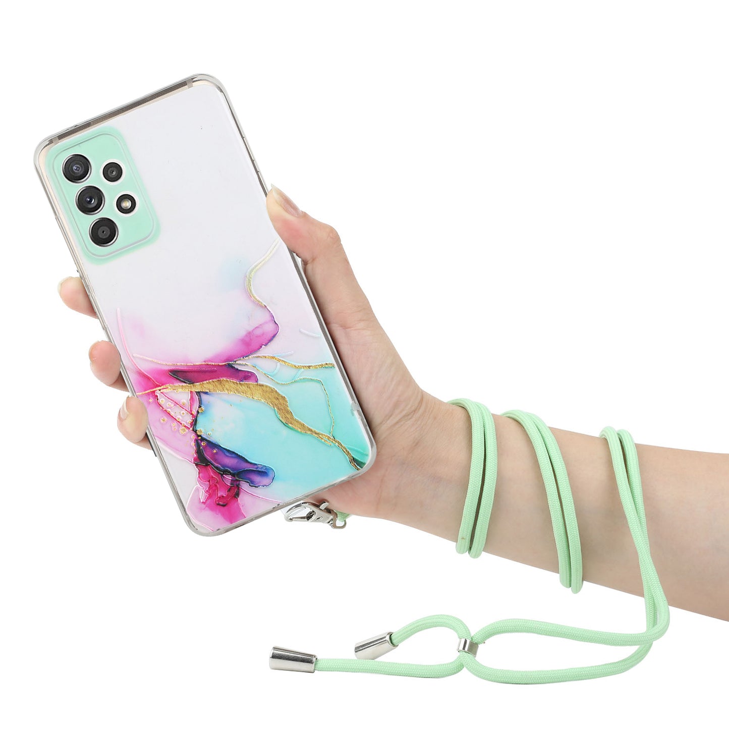 Adjustable Lanyard Design Marble Pattern Flexible TPU Case for Samsung Galaxy A52 4G/5G / A52s 5G