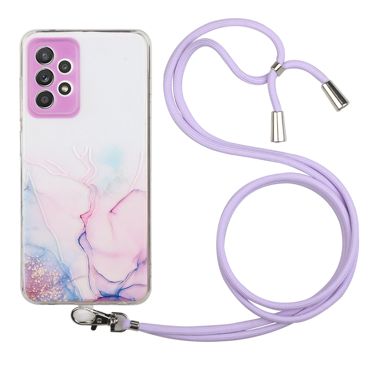 Adjustable Lanyard Design Marble Pattern Flexible TPU Case for Samsung Galaxy A52 4G/5G / A52s 5G