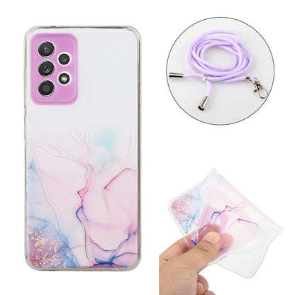 Adjustable Lanyard Design Marble Pattern Flexible TPU Case for Samsung Galaxy A52 4G/5G / A52s 5G