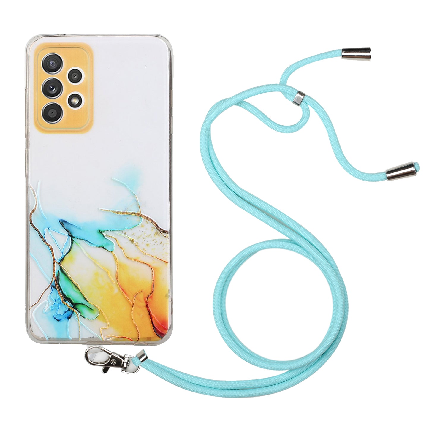 Adjustable Lanyard Design Marble Pattern Flexible TPU Case for Samsung Galaxy A52 4G/5G / A52s 5G