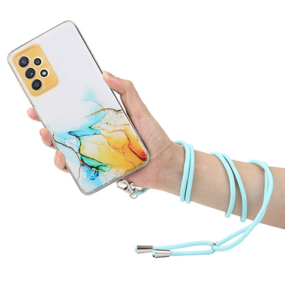 Adjustable Lanyard Design Marble Pattern Flexible TPU Case for Samsung Galaxy A52 4G/5G / A52s 5G