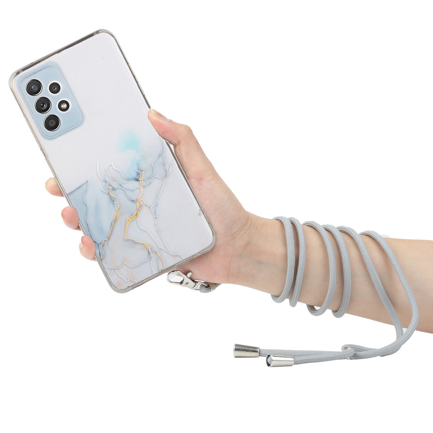 Adjustable Lanyard Design Marble Pattern Flexible TPU Case for Samsung Galaxy A52 4G/5G / A52s 5G