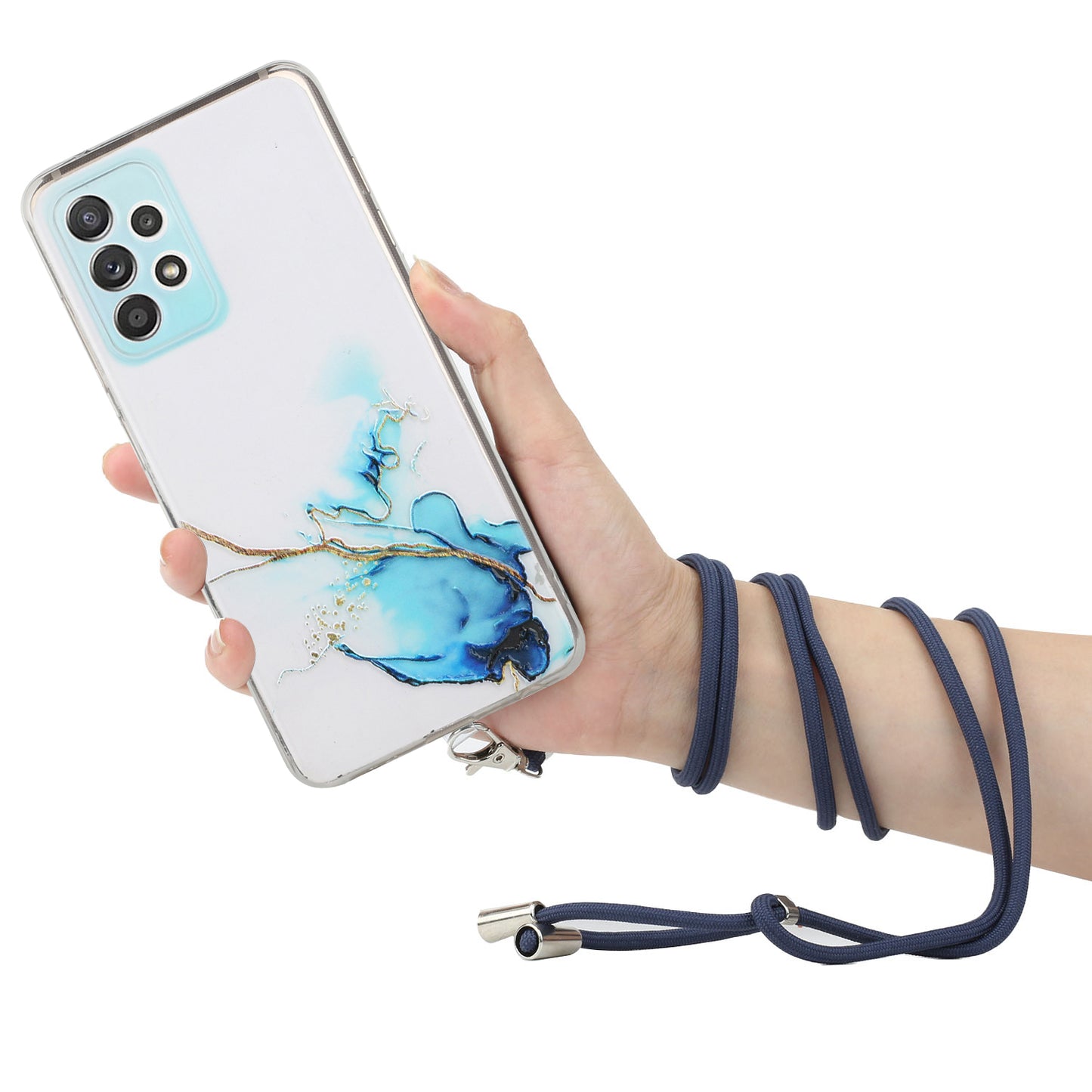 Adjustable Lanyard Design Marble Pattern Flexible TPU Case for Samsung Galaxy A52 4G/5G / A52s 5G