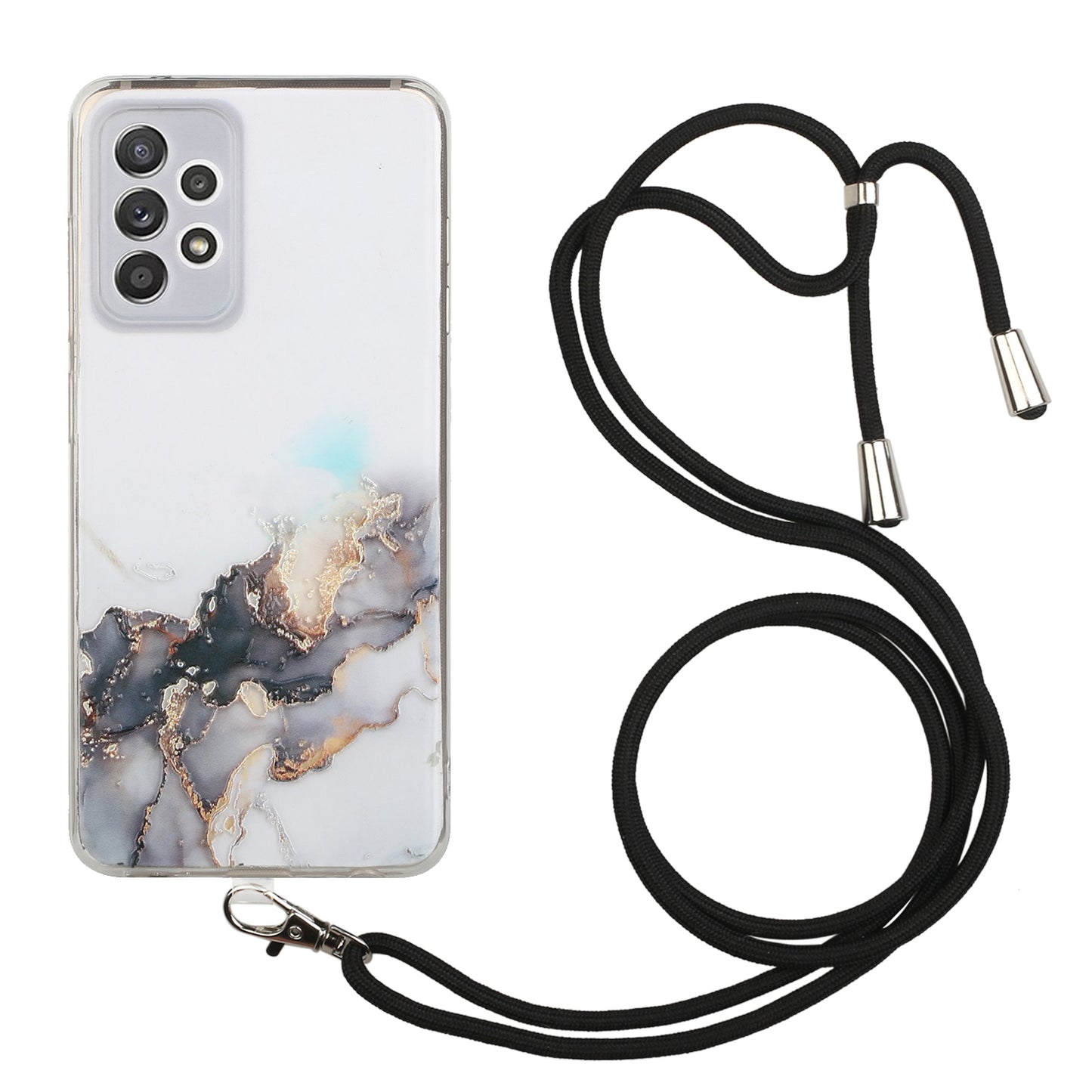Adjustable Lanyard Design Marble Pattern Flexible TPU Case for Samsung Galaxy A52 4G/5G / A52s 5G