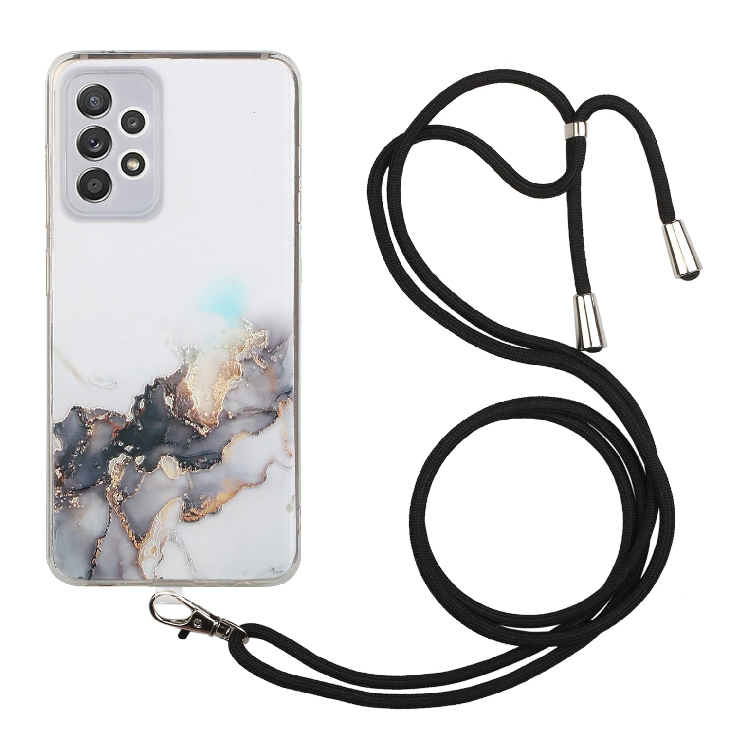 Adjustable Lanyard Design Marble Pattern Flexible TPU Case for Samsung Galaxy A52 4G/5G / A52s 5G