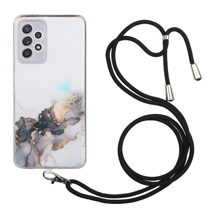 Adjustable Lanyard Design Marble Pattern Flexible TPU Case for Samsung Galaxy A52 4G/5G / A52s 5G