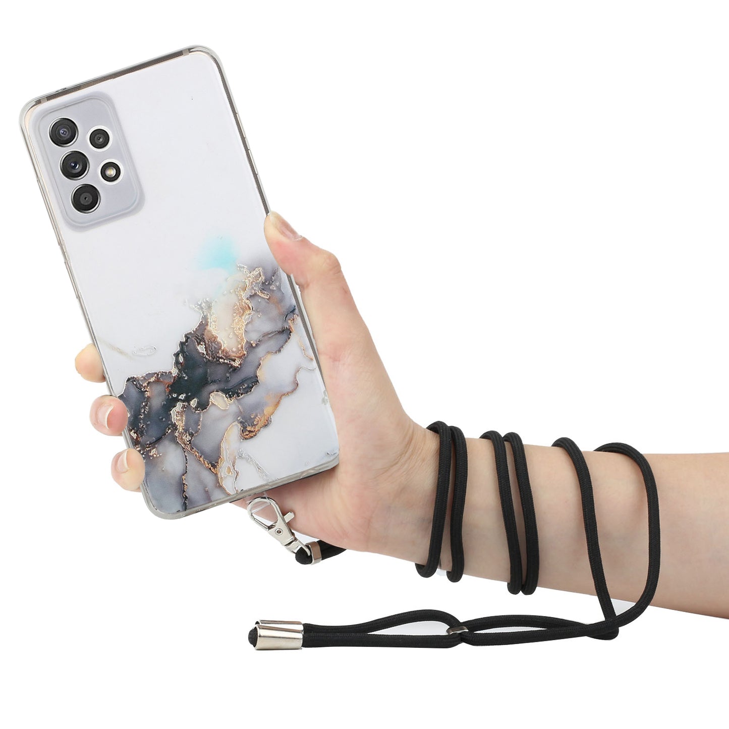 Adjustable Lanyard Design Marble Pattern Flexible TPU Case for Samsung Galaxy A52 4G/5G / A52s 5G