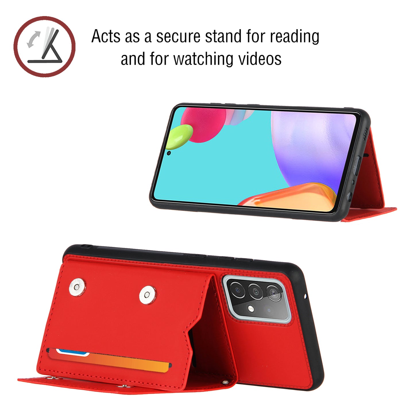 Smooth Leather Card Holder Design Phone Stand Case with Shoulder Strap for Samsung Galaxy A52 4G/5G / A52s 5G / A52s 5G